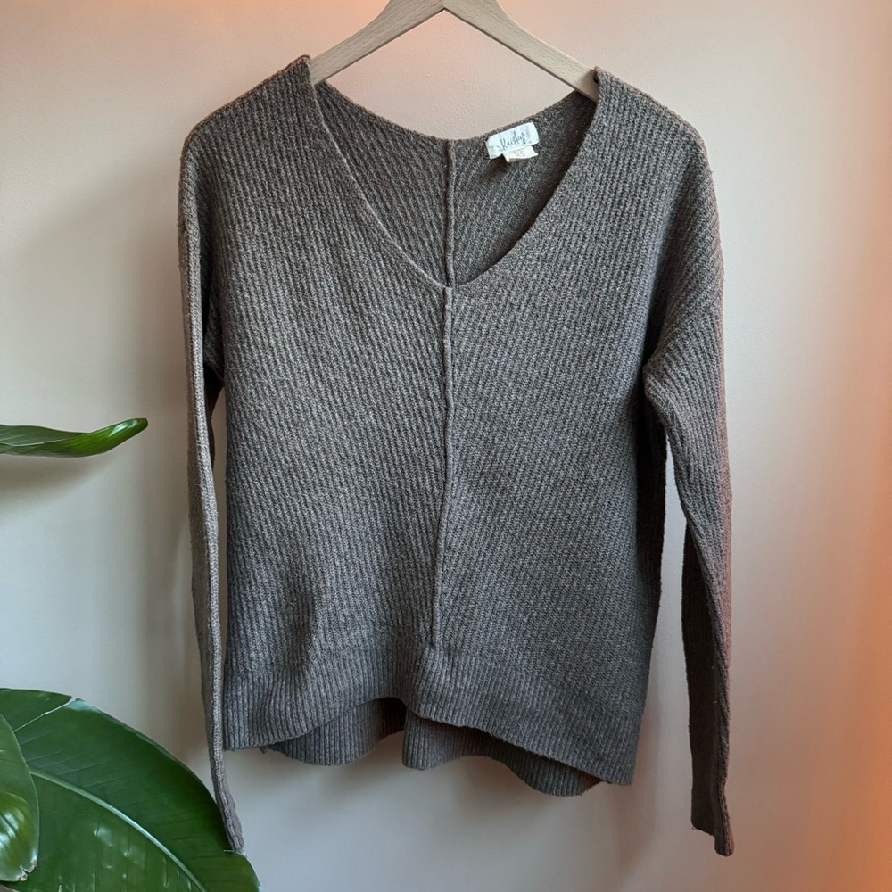 Taupe V-Neck Sweater